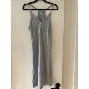 Gray Sleeveless Casual Dress with Button Detail